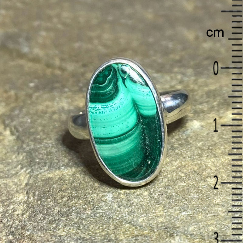 Oval Malachite Ring- Size 10