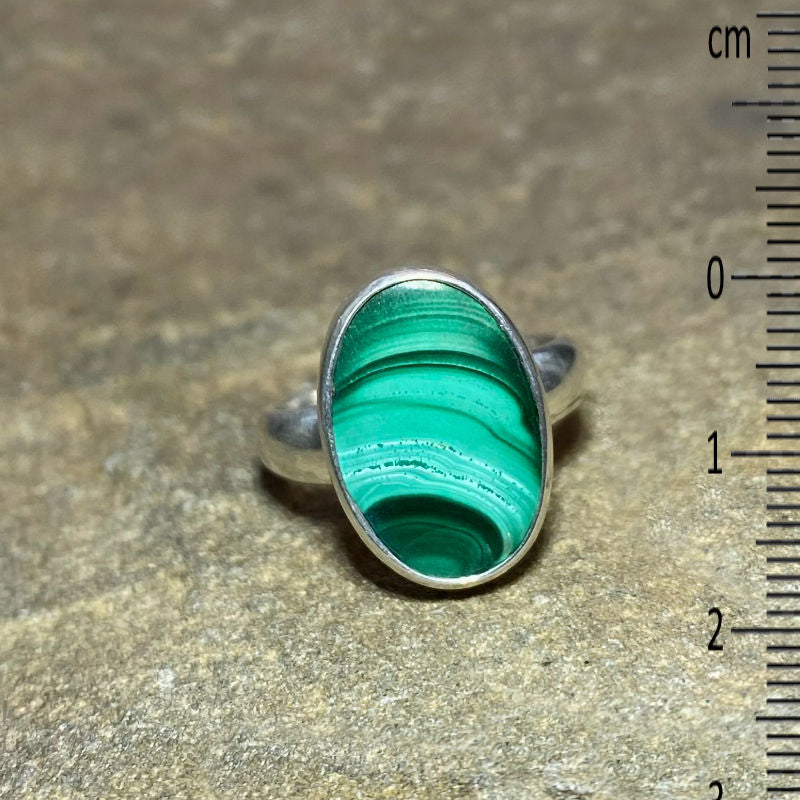 Oval Malachite Ring- Size 7.5