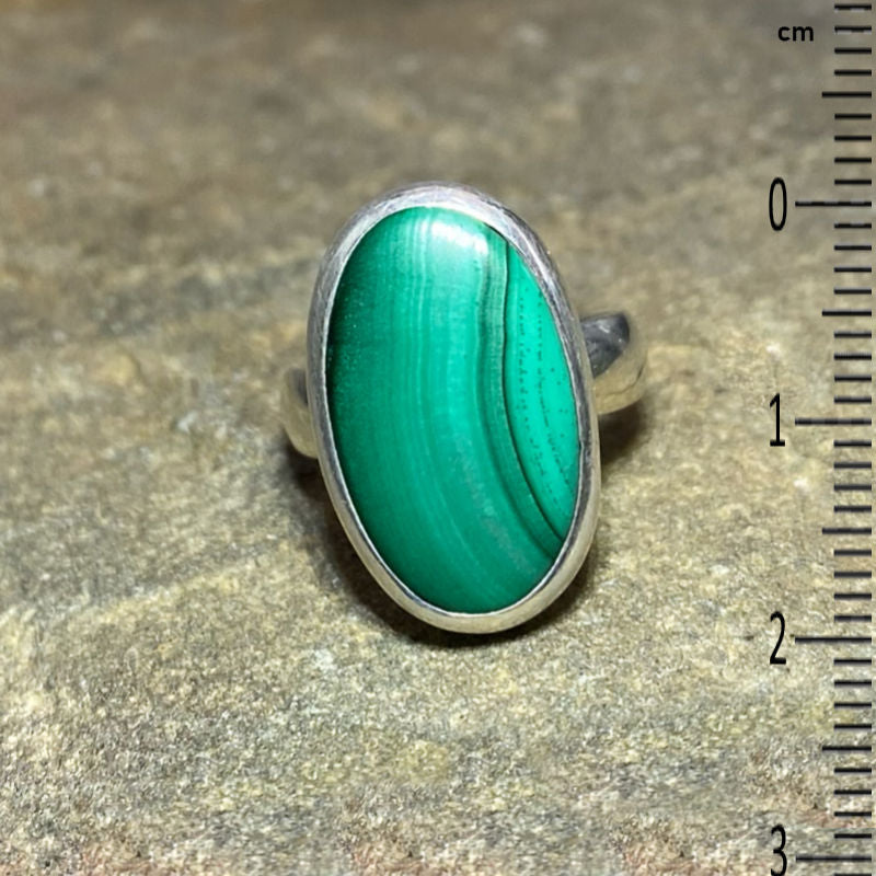 Oval Malachite Ring- Size 7.5
