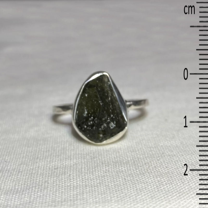 Natural Moldavite Ring- Size 9.5