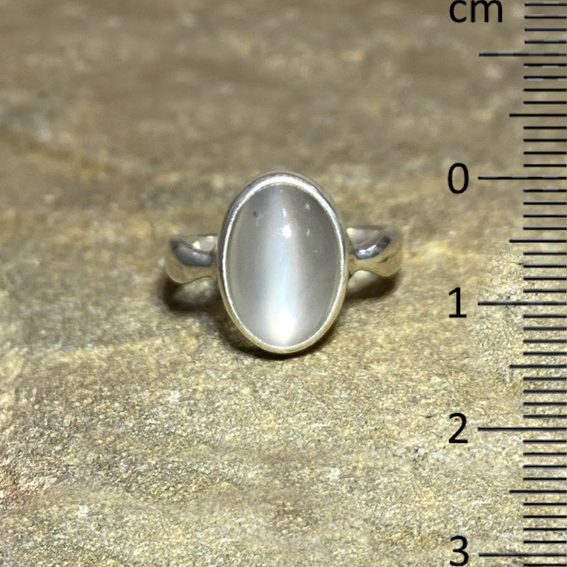 Oval Grey Moonstone Ring- Size 9