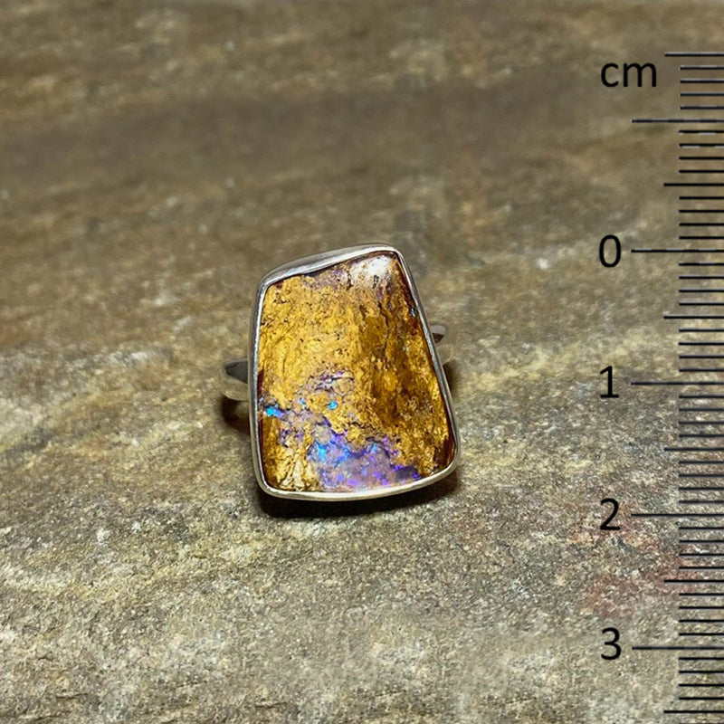 Freeform Boulder Opal Ring- Size 8.5