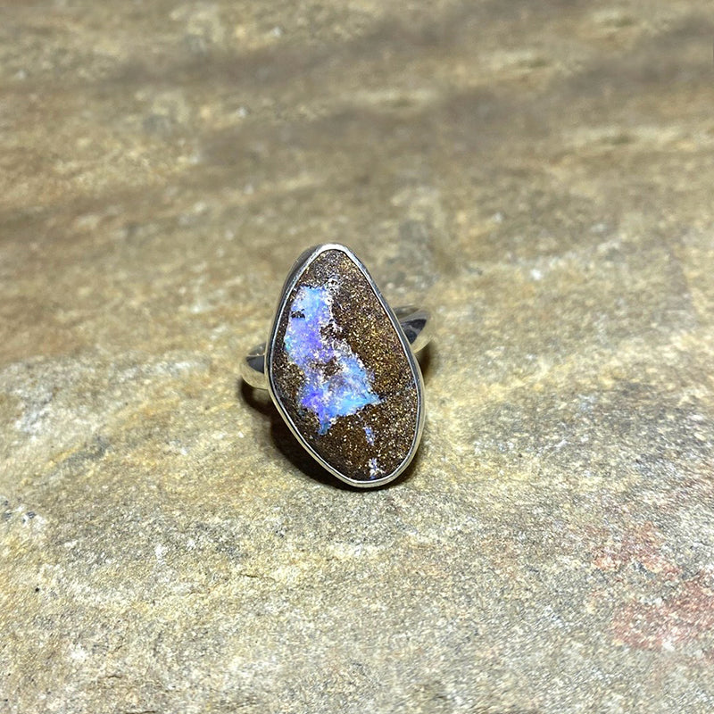 Freeform Boulder Opal Ring- Size 8