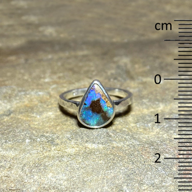 Teardrop Boulder Opal Ring- Size 8.5
