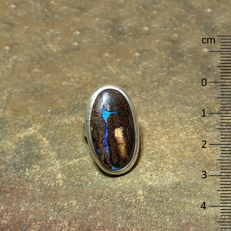 Oval Boulder Opal Ring- Size 9