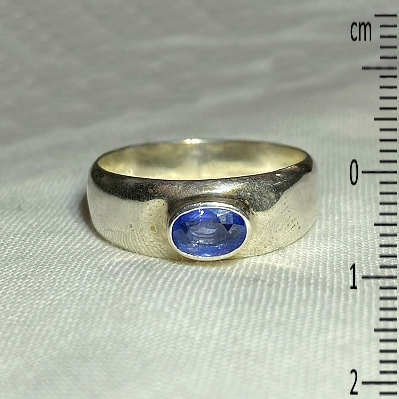 Faceted Oval Blue Sapphire Ring- Size 7.5