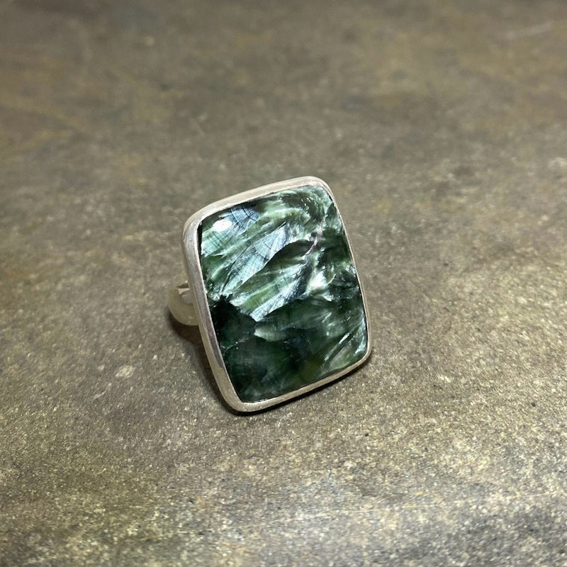 Square Seraphinite Ring- Size 8