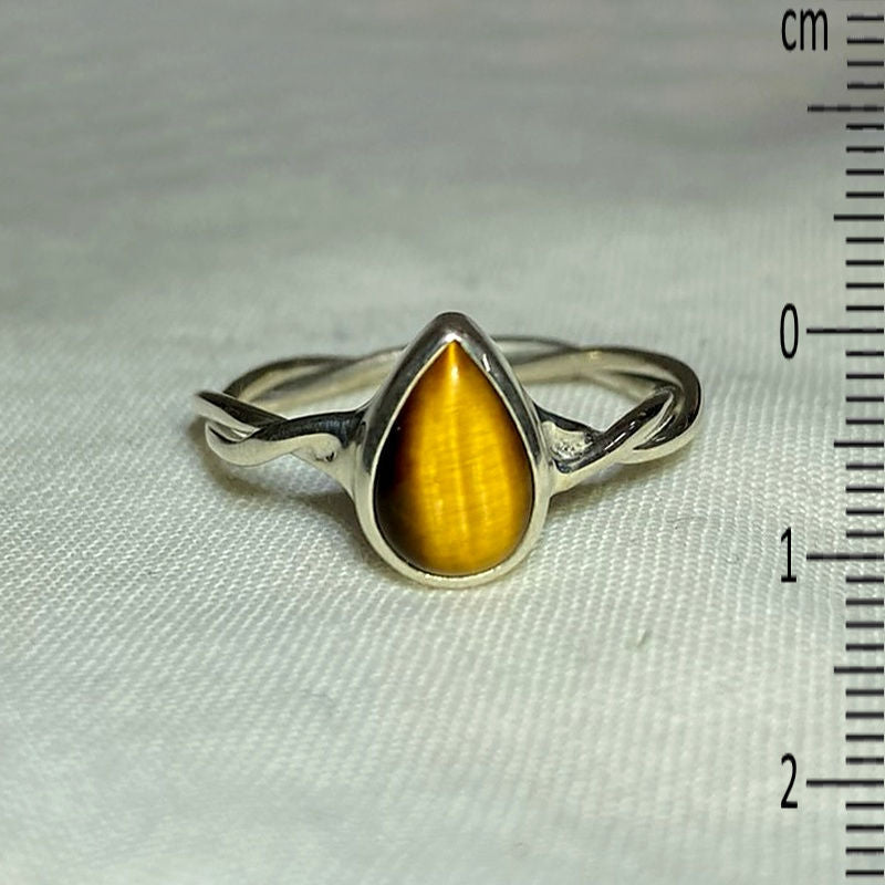 Teardrop Tigers Eye Ring- Size 7.5