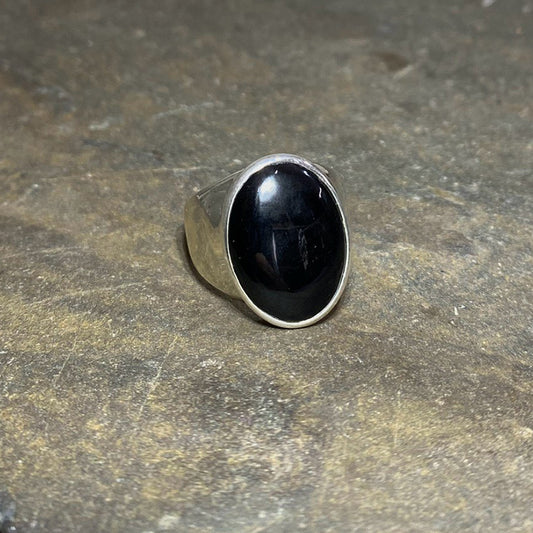 Oval Black Tourmaline Ring- Size 8