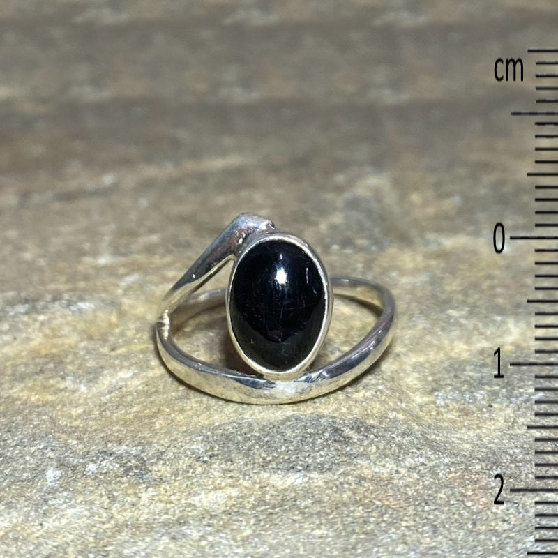 Oval Black Tourmaline Ring- Size 8