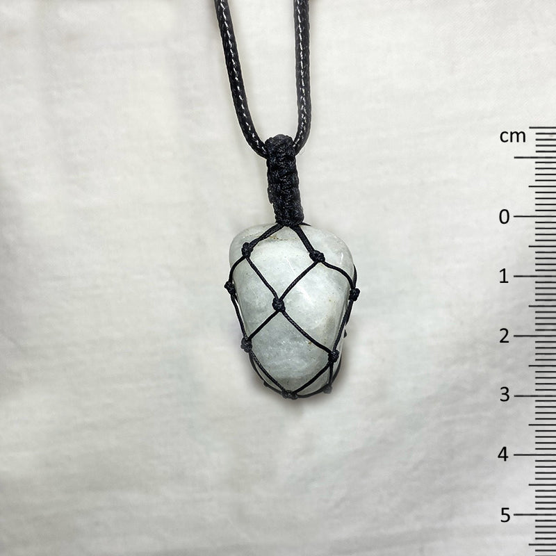Adjustable Corded Tumbled Aquamarine Necklace