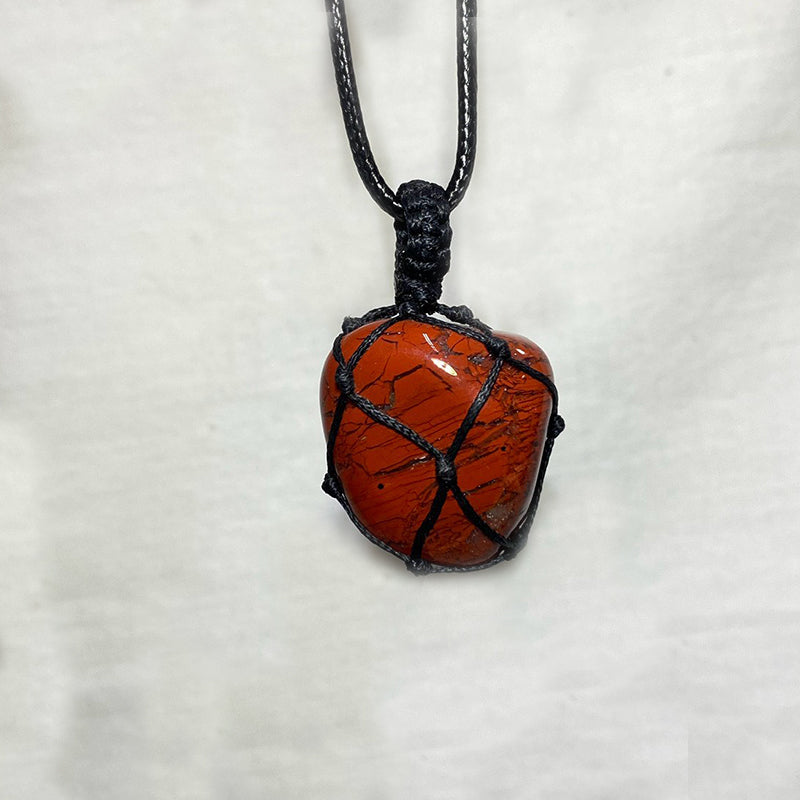 Adjustable Corded Tumbled Breoc Poppy Jasper Necklace