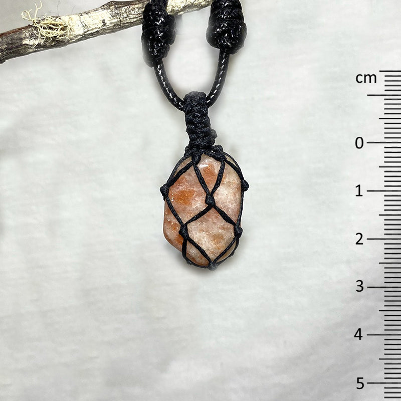 Adjustable Corded Tumbled Sunstone Necklace