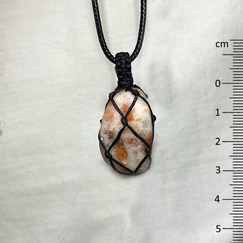 Adjustable Corded Tumbled Sunstone Necklace