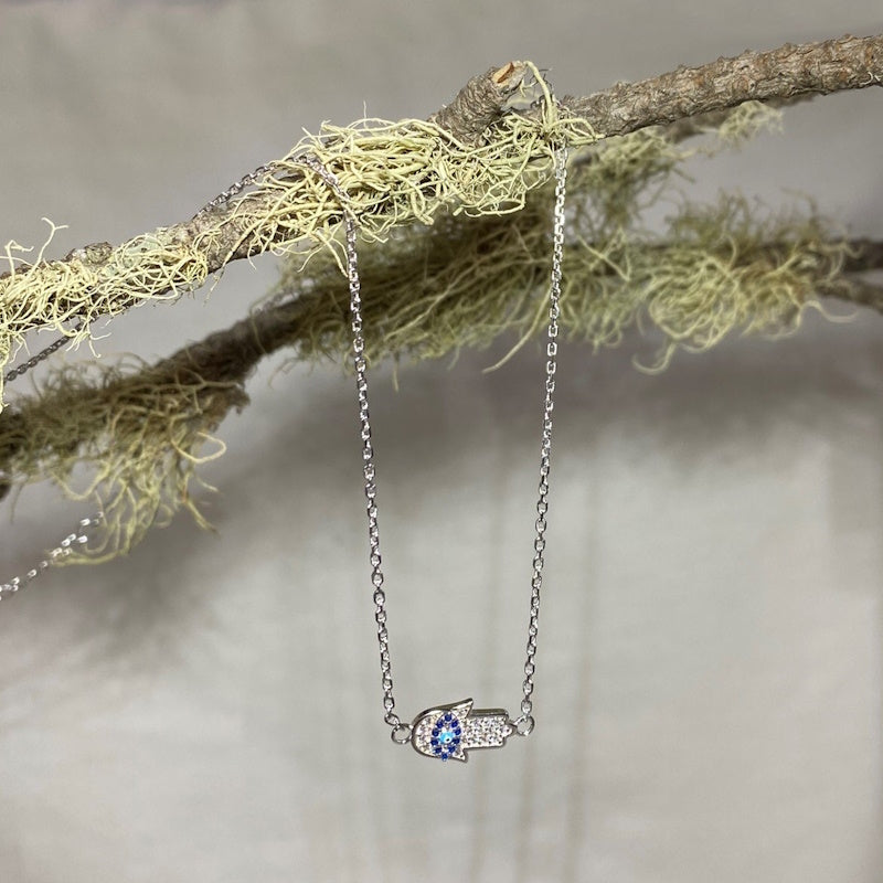 Hamsa Hand Sterling Silver Necklace