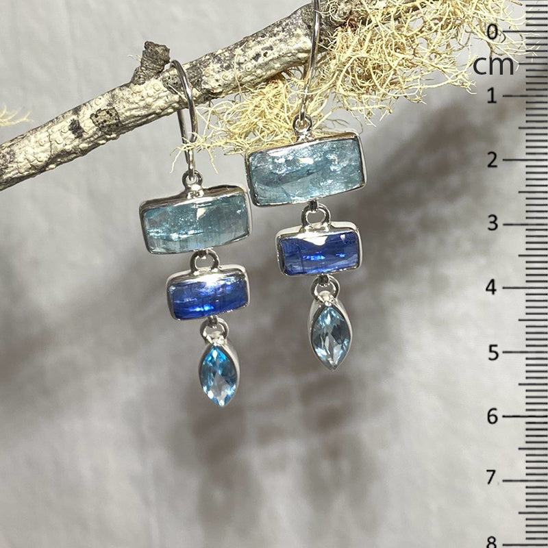 Combination Aqua & Blue Kyanite Earrings