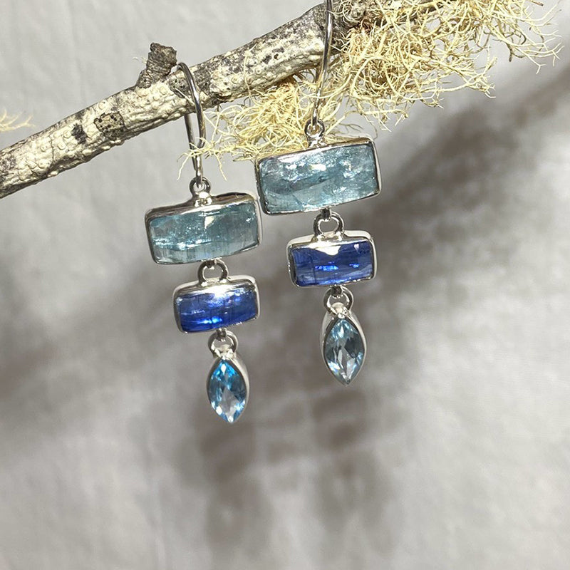 Combination Aqua & Blue Kyanite Earrings