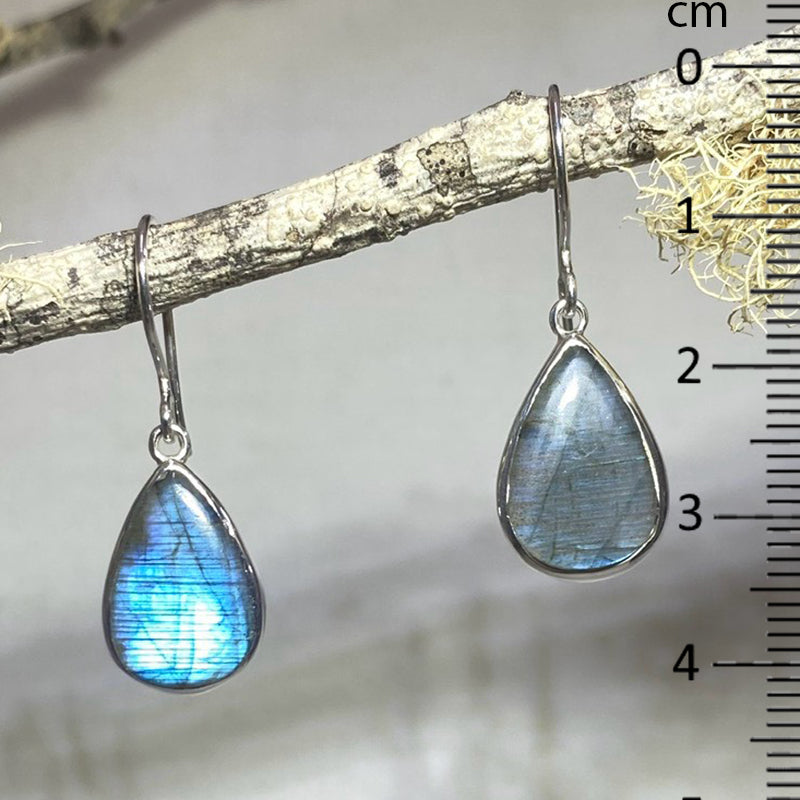 Teardrop Blue Flash Labradorite Earrings