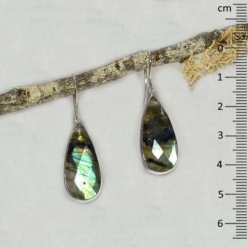 Faceted Teardrop Labradorite Earrings