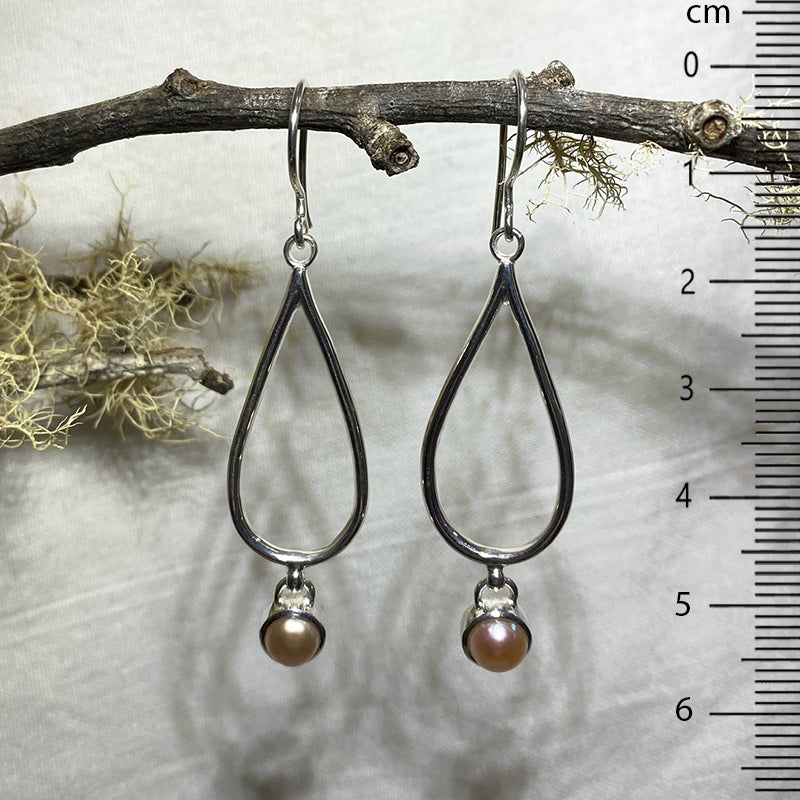 Ornate Round Pink Pearl Earrings