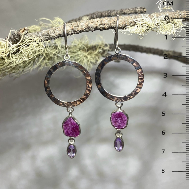 Combination Ruby and Amethyst Earrings
