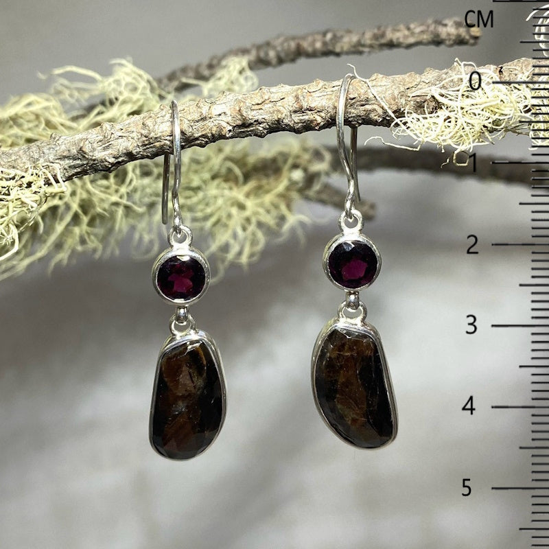 Combination Garnet and Sapphire Earrings