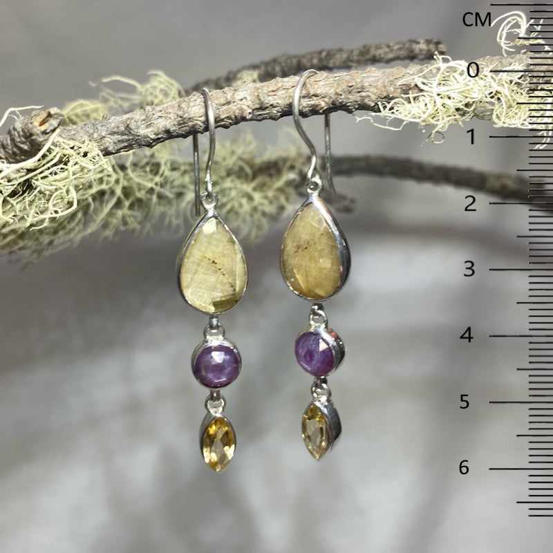Combination Citrine and Sapphire Earrings