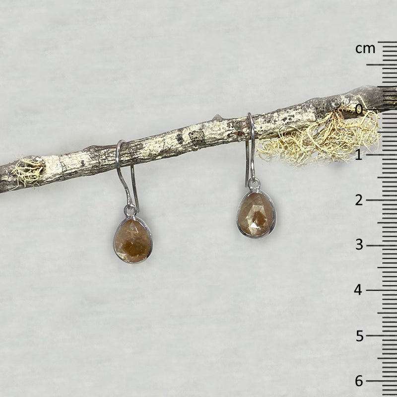 Faceted Teardrop Golden Sheen Sapphire Earrings