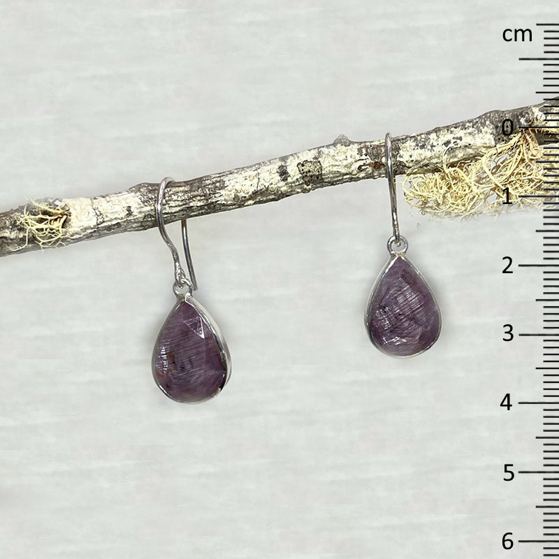 Faceted Teardrop Mulberry Sapphire Earrings