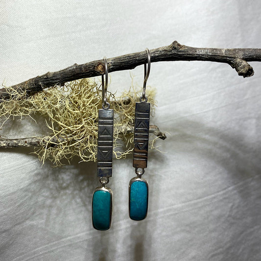Turquoise Patterned Drop Earrings