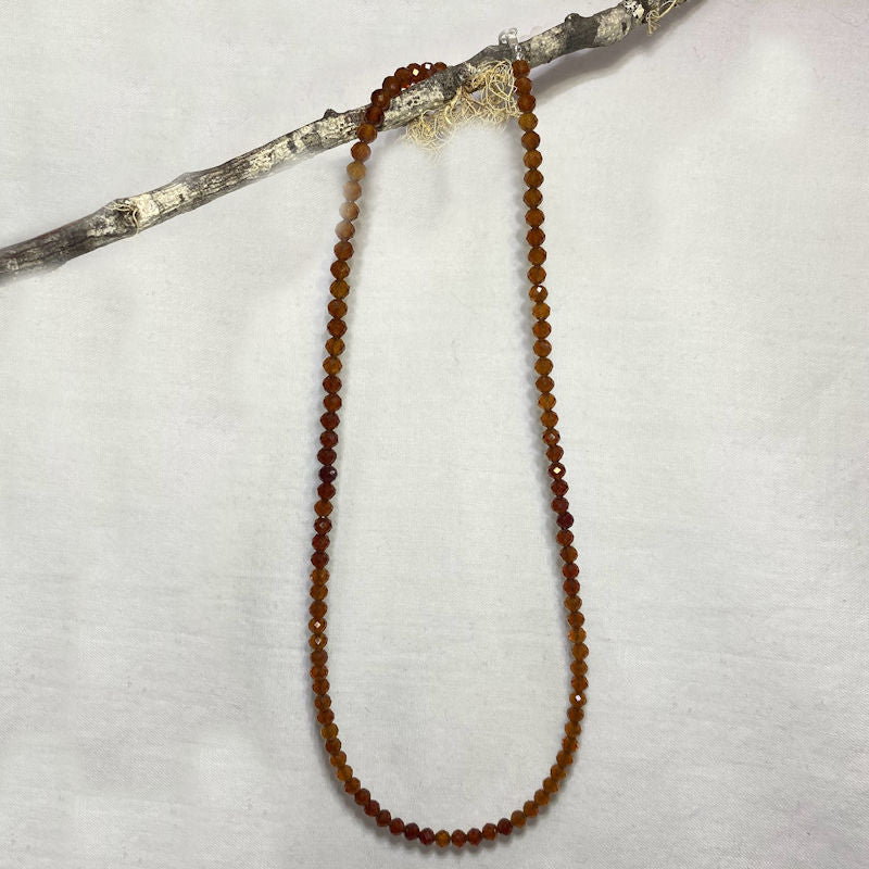 Faceted Beaded Hessonite Garnet Necklace