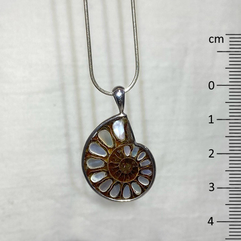 Ammonite With Mother Of Pearl Pendant