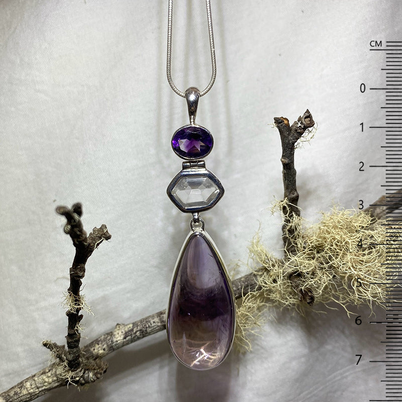 Faceted Himalayan Quartz & Amethyst Combination Pendant