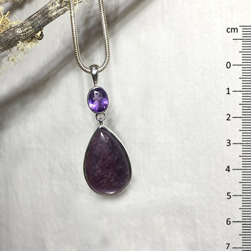 Combination Amethyst & Lepidolite Pendant