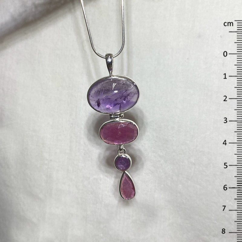 Combination Amethyst, Ruby & Sapphire Pendant