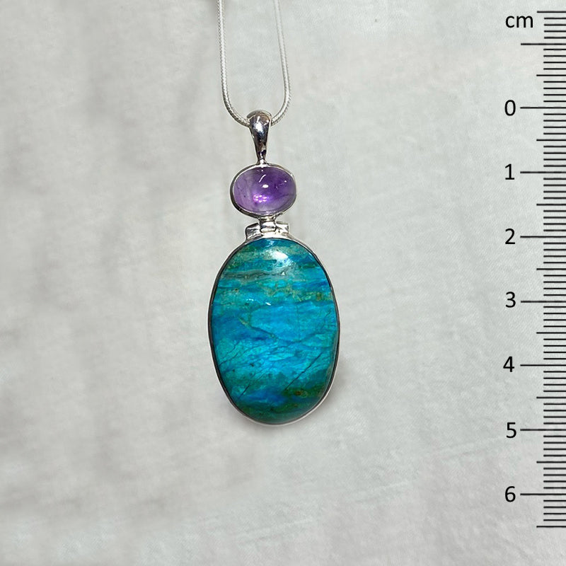 Combination Oval Amethyst & Oval Andean Opal Pendant