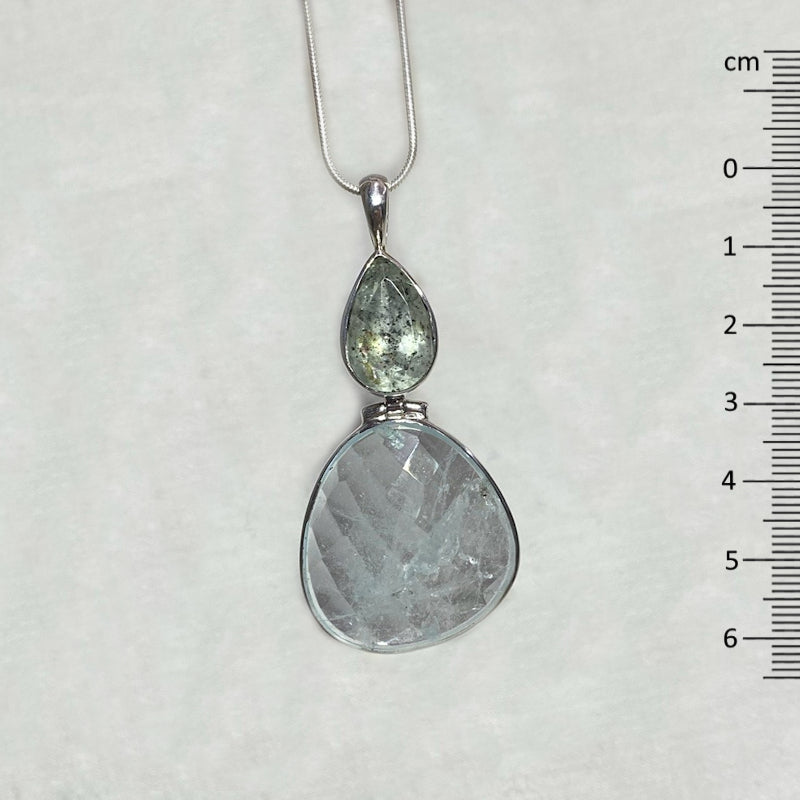 Teardrop Faceted Aquamarine With Inclusions & Freeform Faceted Aquamarine Pendant