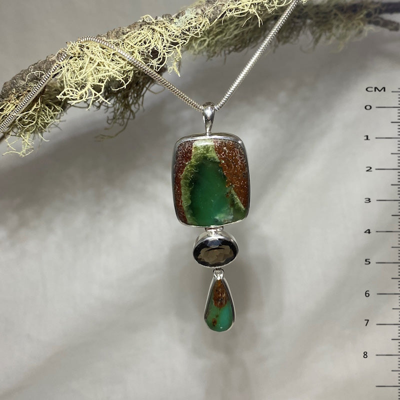 Combination Chrysoprase and Faceted Smoky Quartz Pendant