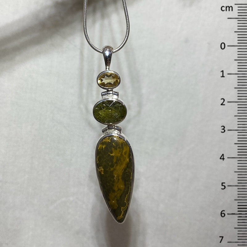 Combination Ocean Jasper, Citrine & Grossular Garnet Pendant
