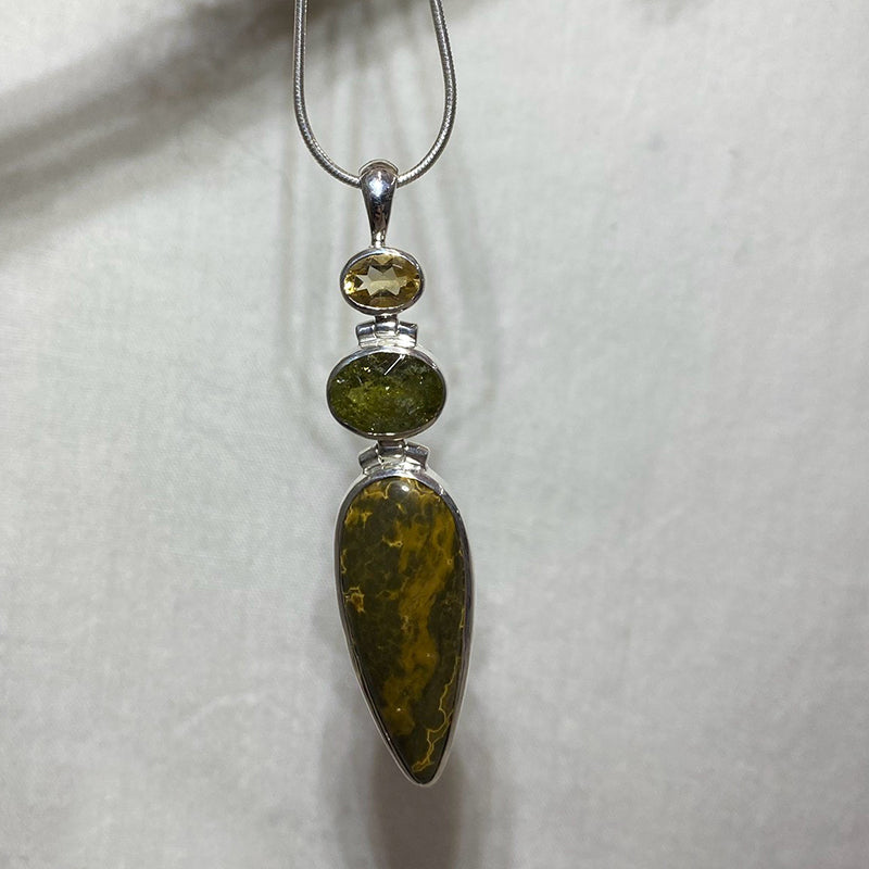 Combination Ocean Jasper, Citrine & Grossular Garnet Pendant