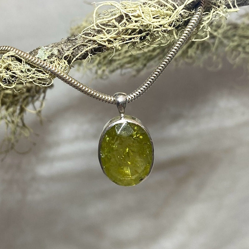 Oval Faceted Grossular Garnet Pendant