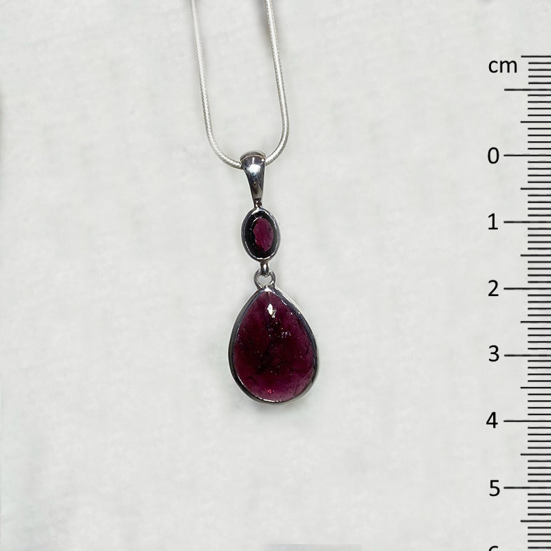 Teardrop & Faceted Oval Garnet Pendant