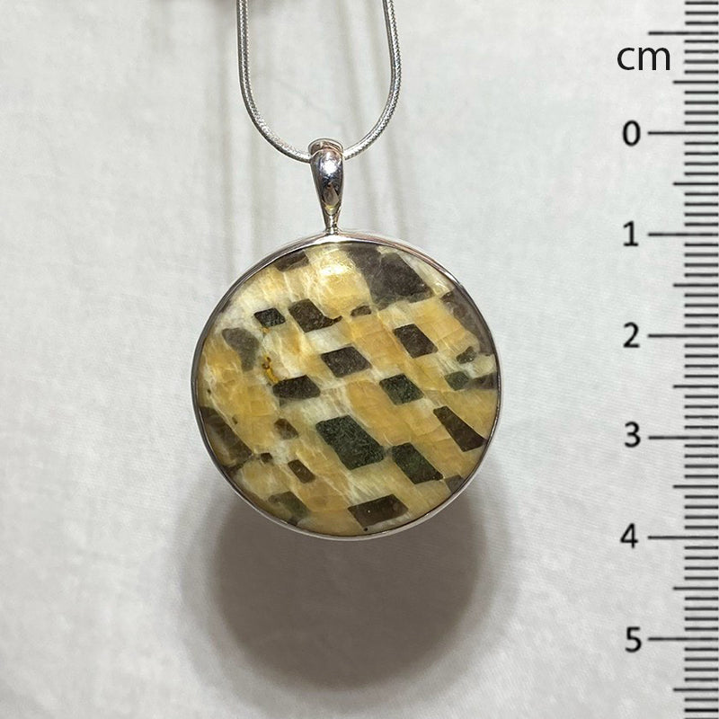 Round Graphic Feldspar Pendant
