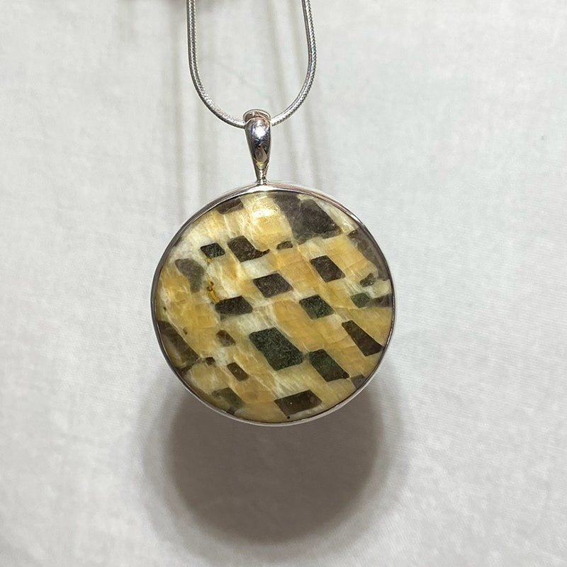 Round Graphic Feldspar Pendant
