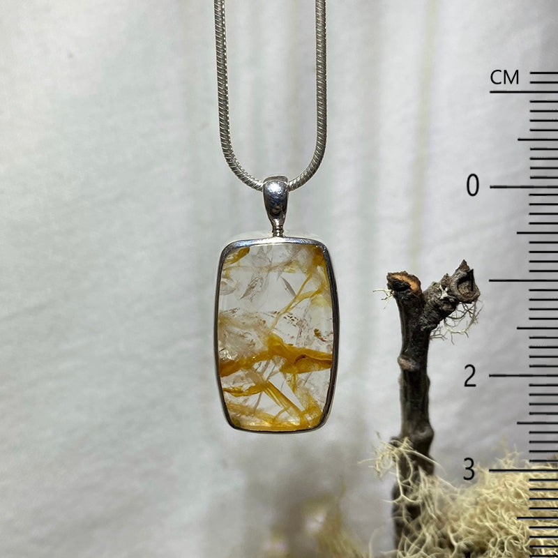 Rectangle Golden Healer Quartz Pendant
