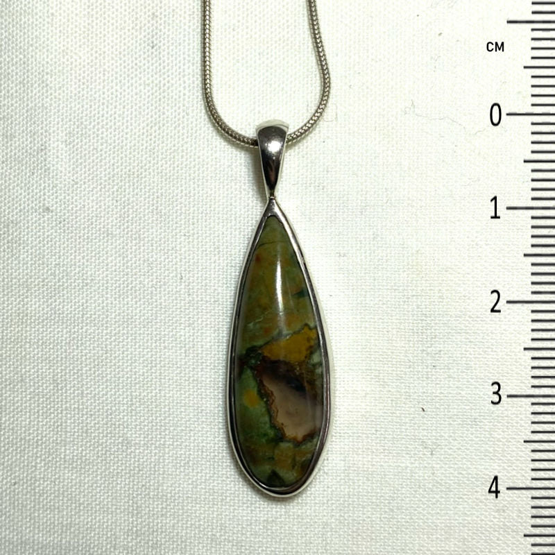 Teardrop Rainforest Rhyolite Jasper Pendant
