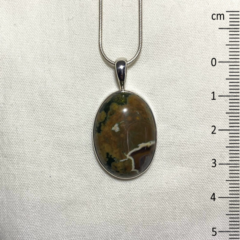 Oval Rainforest Rhyolite Jasper Pendant