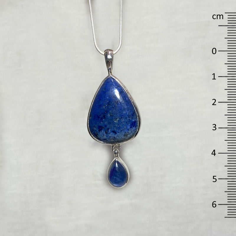 Combination Teardrop Dumortierite & Teardrop Kyanite Pendant
