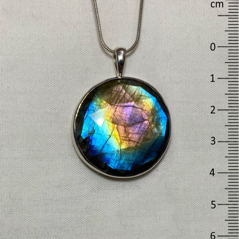 Faceted Round Labradorite Pendant