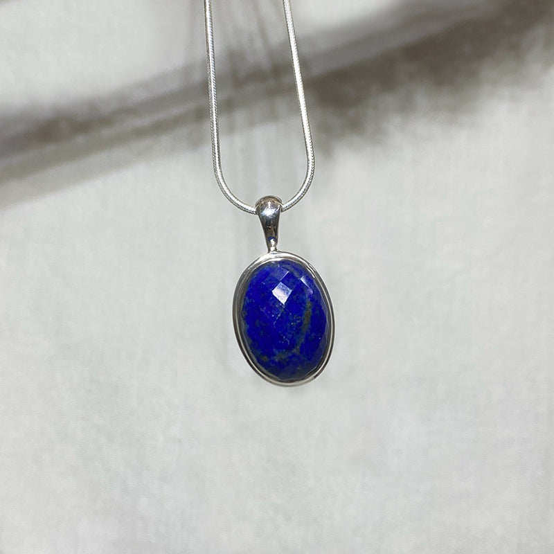 Oval Faceted Lapis Lazuli Pendant